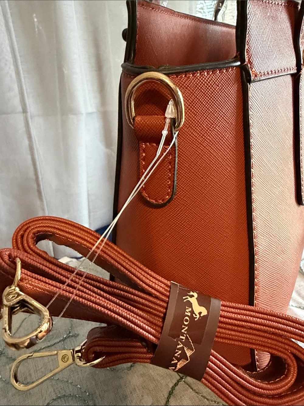 Montana West Women's Satchel Bag — Rust Brown with Gold Hardware
